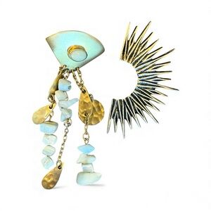 Bohemian Sunburst Mismatched Style Pierced Earrings Unique Statement
